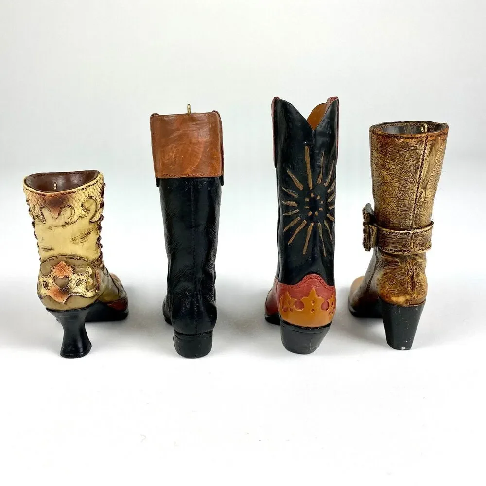 VTG JC Penney Mini Shoe Ornaments Women’s Casual Boot Set of 4 NIB Resin Boots - Picture 3 of 12